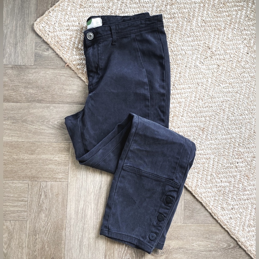 Anthropologie Dark Gray Buttoned Hem Utility Pants